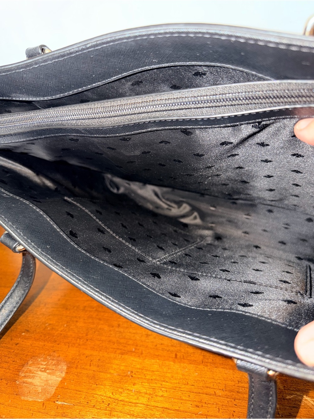 Kate Spade Black Structured Tote with Gold Accents - Picture 13 of 15